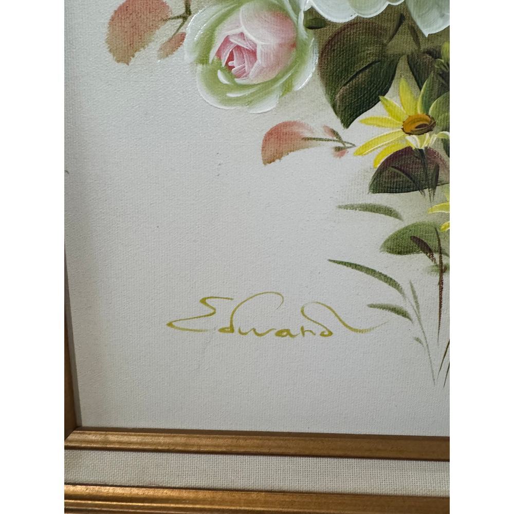 Edward 81093 Original Floral Oil Painting Professionally Stretched and Framed - Picture 2 of 8